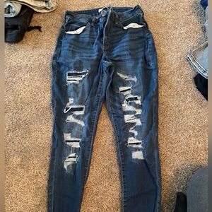 Distressed Blue Jeans